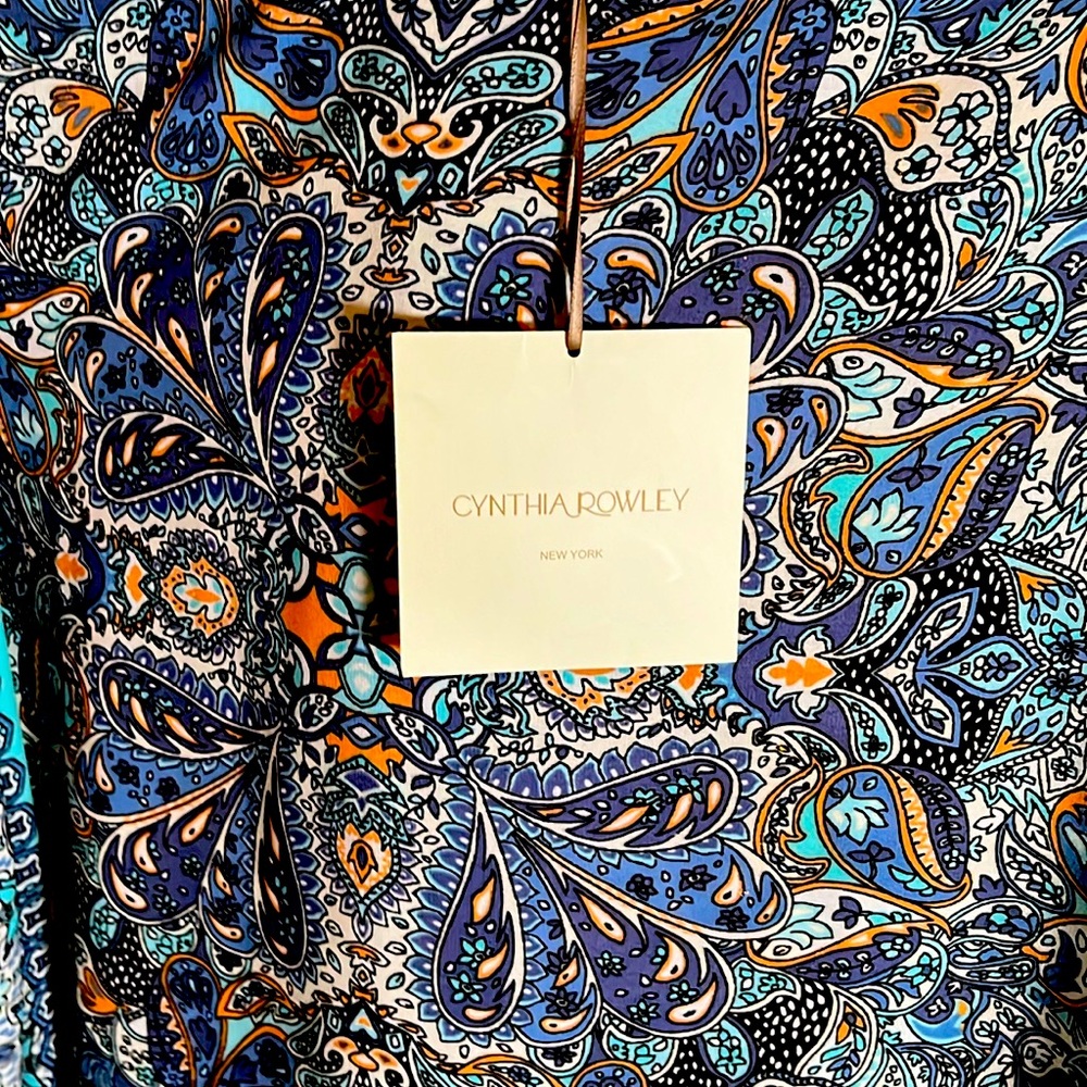 NWT Cynthia Rowley 2X Beautiful Aqua and jewel tones, sleeveless tunic. FLOWY! - Picture 4 of 6